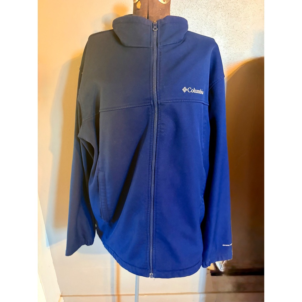 Columbia Omni-Shield Softshell Jacket Mens XLT Tall Navy Blue Full Zip Fleece